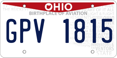 OH license plate GPV1815