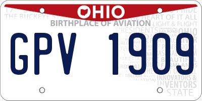 OH license plate GPV1909