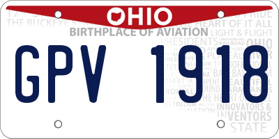 OH license plate GPV1918
