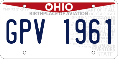 OH license plate GPV1961