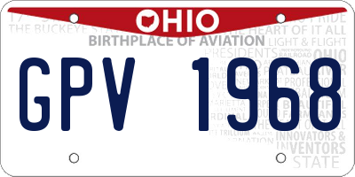 OH license plate GPV1968