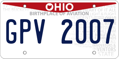 OH license plate GPV2007