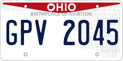 OH license plate GPV2045