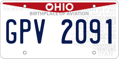 OH license plate GPV2091