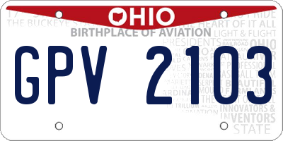 OH license plate GPV2103