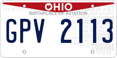 OH license plate GPV2113