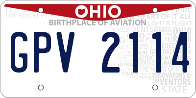 OH license plate GPV2114