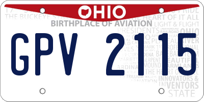 OH license plate GPV2115