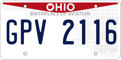 OH license plate GPV2116