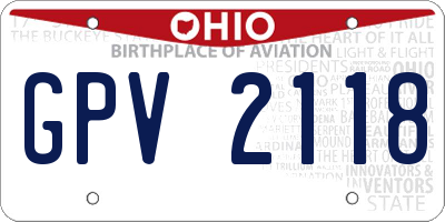 OH license plate GPV2118