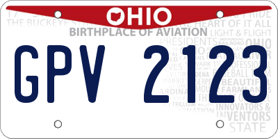 OH license plate GPV2123