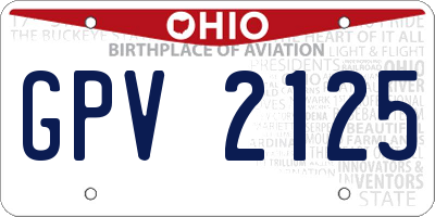 OH license plate GPV2125