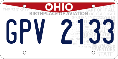 OH license plate GPV2133
