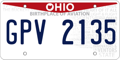 OH license plate GPV2135