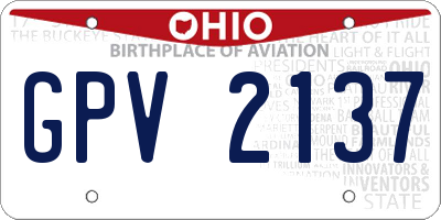 OH license plate GPV2137