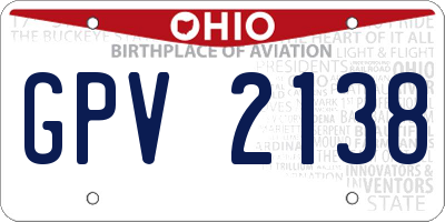 OH license plate GPV2138