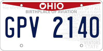 OH license plate GPV2140