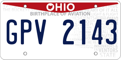 OH license plate GPV2143