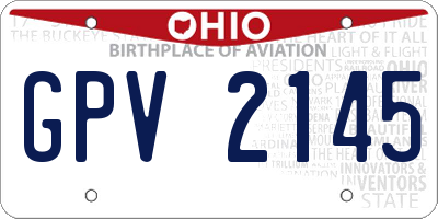 OH license plate GPV2145