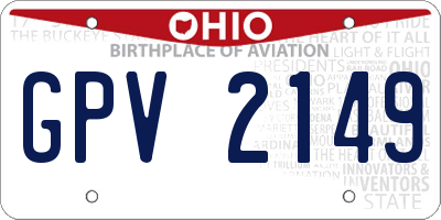 OH license plate GPV2149