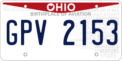 OH license plate GPV2153