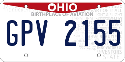 OH license plate GPV2155