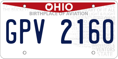 OH license plate GPV2160
