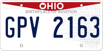 OH license plate GPV2163