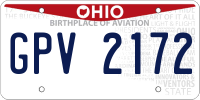 OH license plate GPV2172