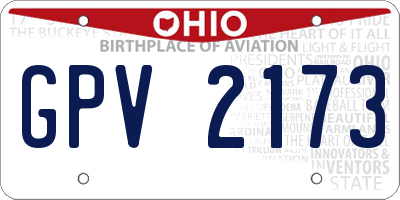 OH license plate GPV2173