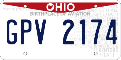 OH license plate GPV2174