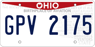 OH license plate GPV2175