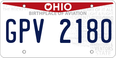 OH license plate GPV2180