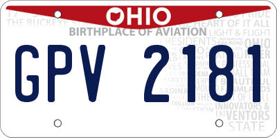 OH license plate GPV2181