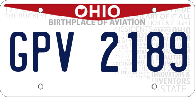OH license plate GPV2189