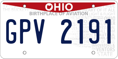 OH license plate GPV2191