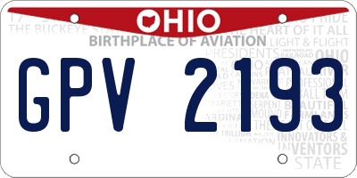 OH license plate GPV2193