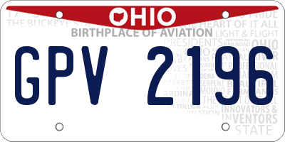 OH license plate GPV2196