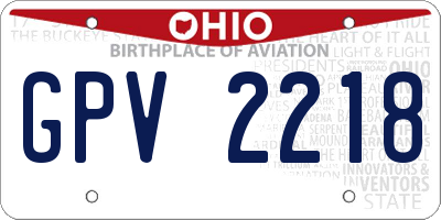 OH license plate GPV2218