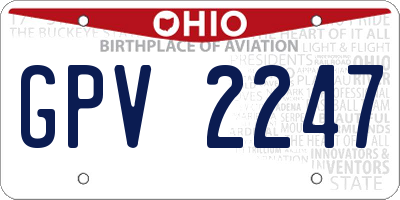OH license plate GPV2247