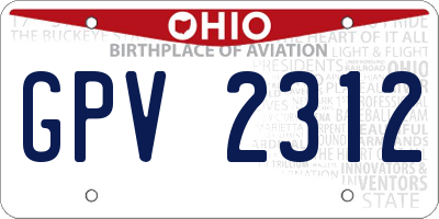 OH license plate GPV2312