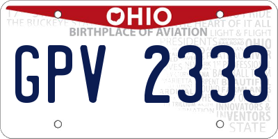 OH license plate GPV2333