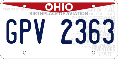 OH license plate GPV2363