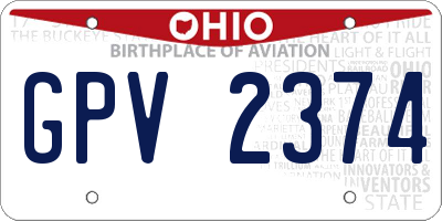 OH license plate GPV2374