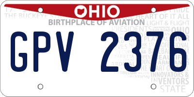 OH license plate GPV2376