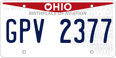 OH license plate GPV2377