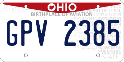 OH license plate GPV2385