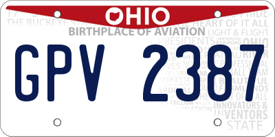 OH license plate GPV2387