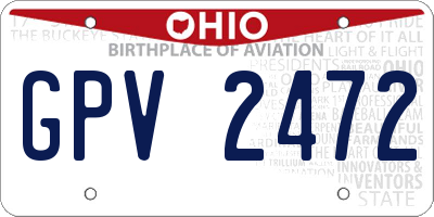 OH license plate GPV2472
