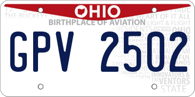 OH license plate GPV2502